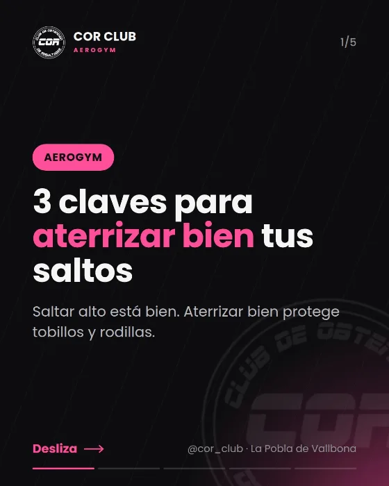 Publicación de Instagram de COR Club: 3 claves para aterrizar bien tus saltos
