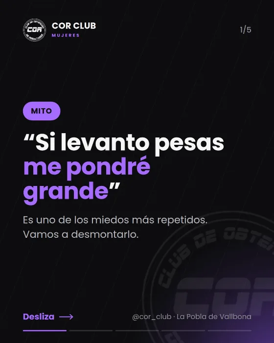 Publicación de Instagram de COR Club: «Si levanto pesas me pondré grande»